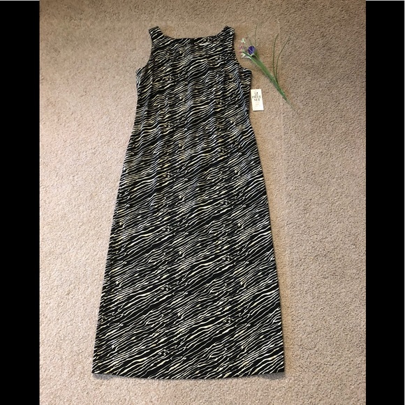 Studio I Sheath Dress sz 12 New with Tags Long Black white zebra - Picture 8 of 13